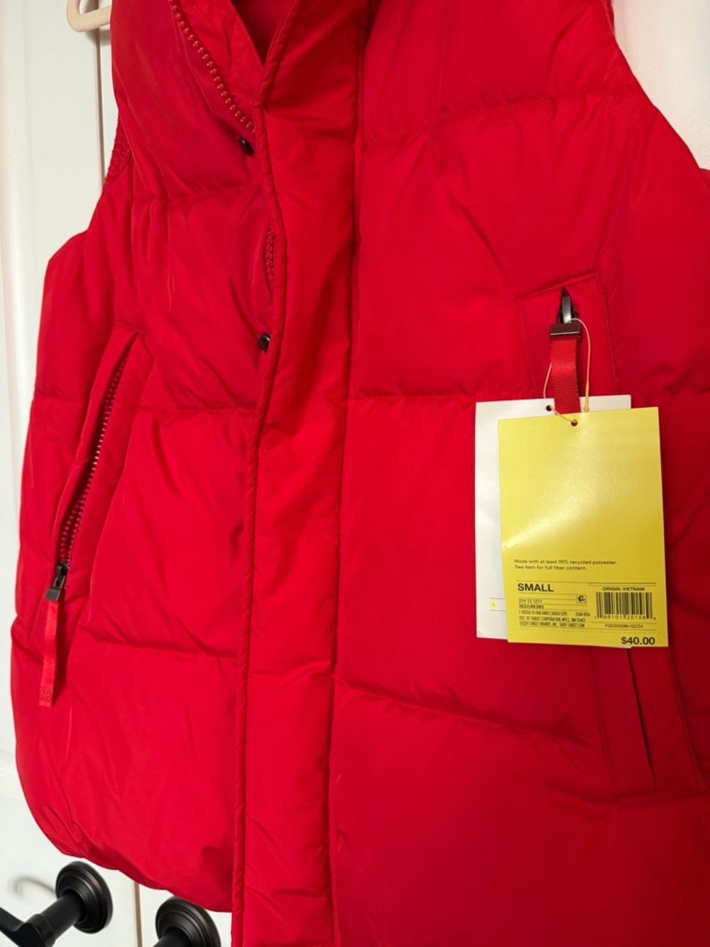 all in motion Red Quilted Long Puffer Vest with High Collar Small NWT - Picture 5 of 6